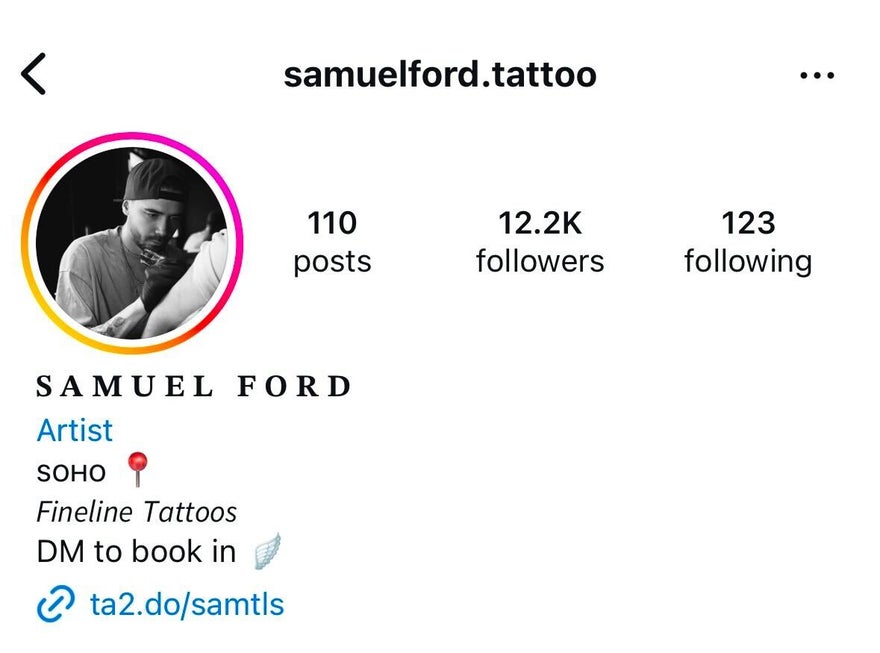 Aesthetic Instagram Bio Font Tattoo artist Samuel ford instagram bio