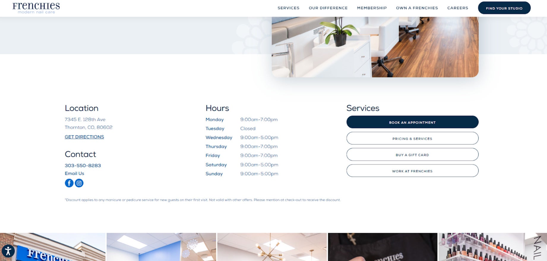 Frenchie's Salon Booking Website frenchies nail salon homepage