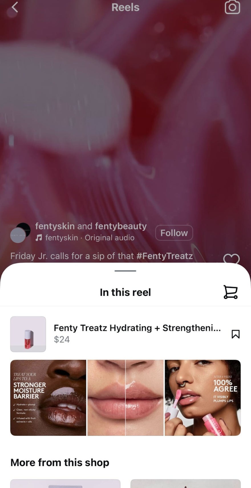 Instagram Reel Shopping Tag featured products in this reel