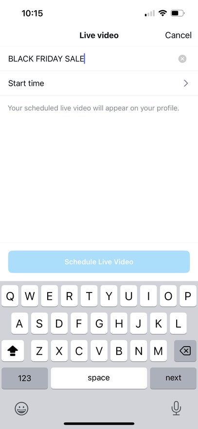 Make Money on Instagram Live stream Black friday livestream scheduled