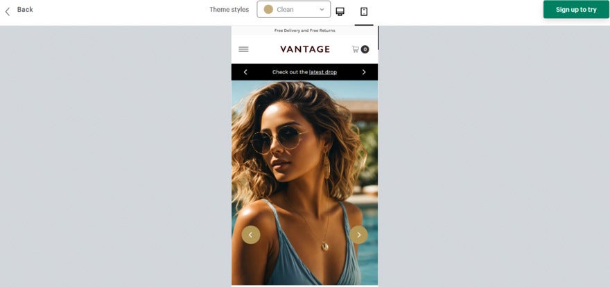 Mobile Page Layout mobile view of a website shown in a website builder's editor