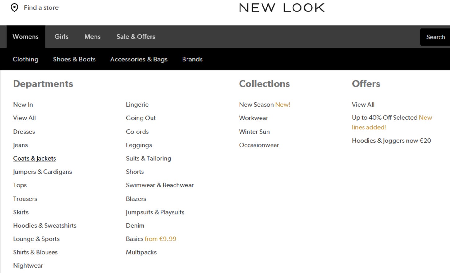 new look detailed navigation bar new look navigation bar