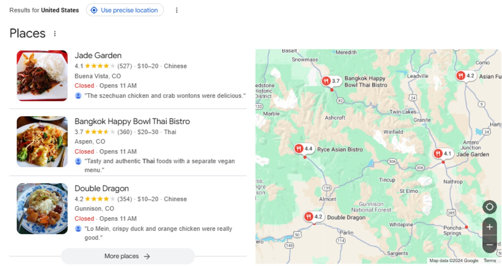 Promote Your Website GMB google local search results for asian cuisine near me