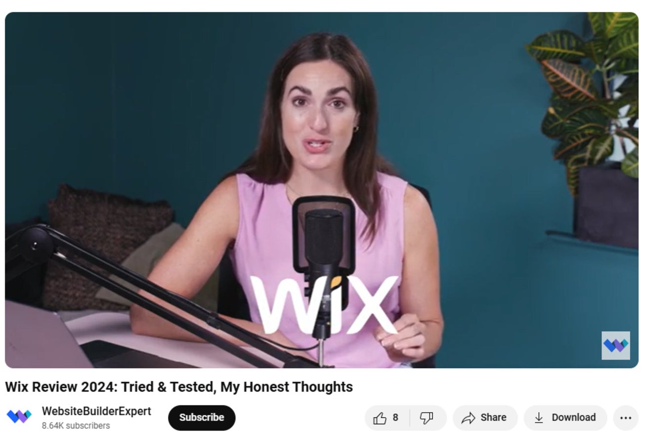 Promote Your Website Videos YouTube video titled Wix review 2024 on the website builder expert youtube channel