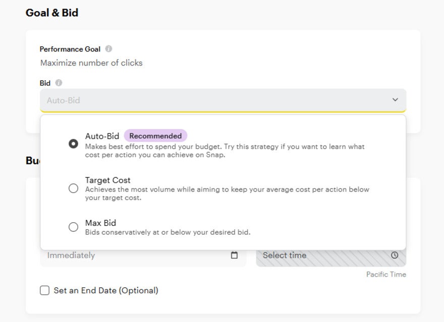 Snapchat Ads Bidding Strategy