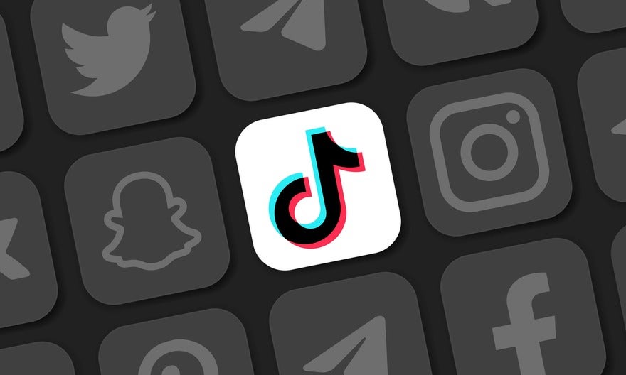 Where has TikTok been banned (1) Different social media logos in black and white with the TikTok logo in colour at the centre