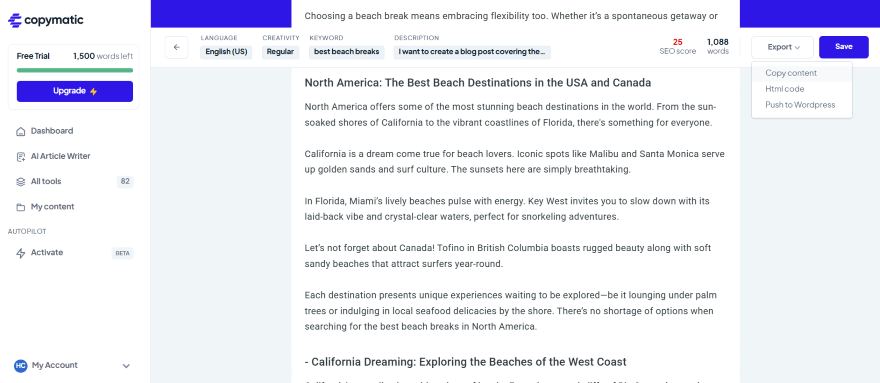 Copymatic Generated Blog Post A collage of beach destinations showcasing California, Florida, and Canada, highlighting sandy shores and vibrant coastal activities.