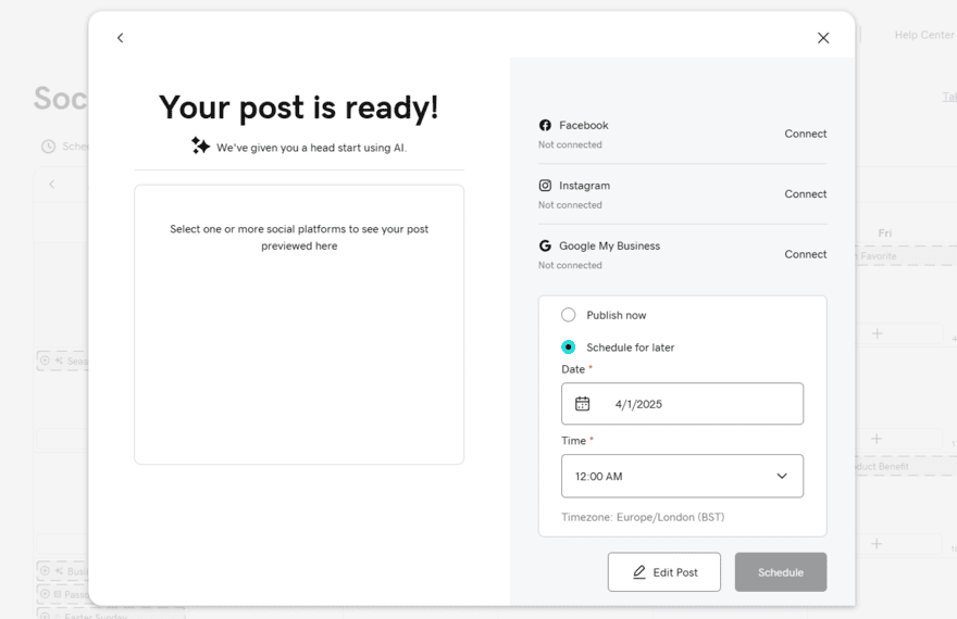 GoDaddy AI social posts GoDaddy AI social post creator
