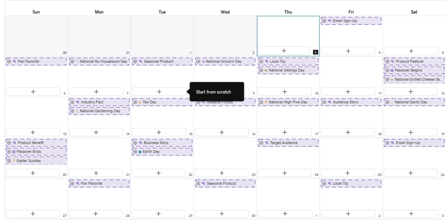 GoDaddy social calendar GoDaddy social calendar for April