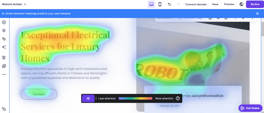 Hostinger heatmap Hostinger's AI heatmap tool
