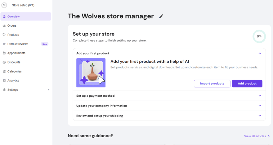 Hostinger store setup Hostinger store setup checklist