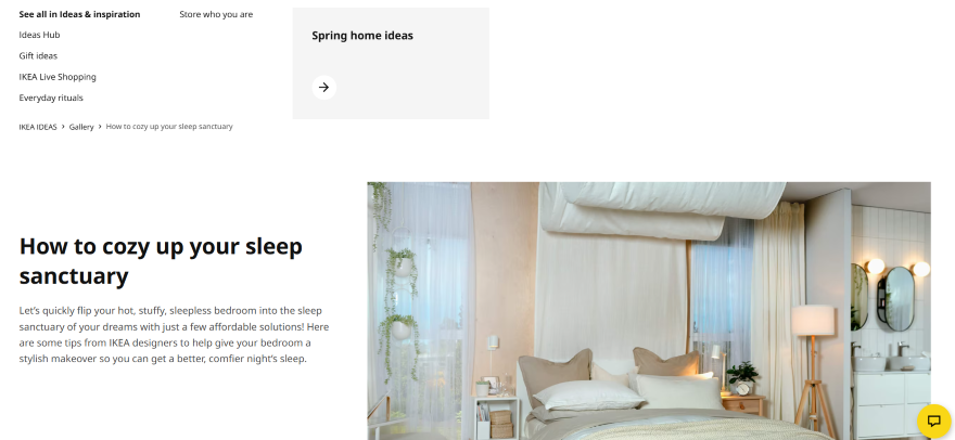 SEO Optimized Content Blog Post Ikea A blog post on the Ikea website on making your room more cosy