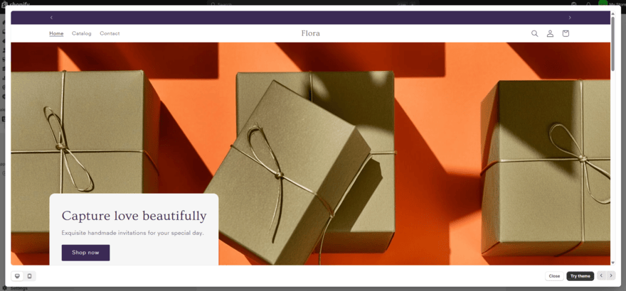 Shopify AI builder AI-generated template by Shopify for a wedding invite business