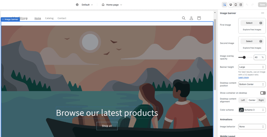 Shopify editor Shopify's website editor