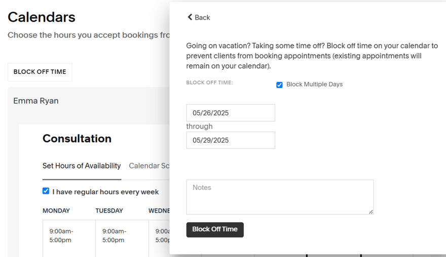 Squarespace Acuity calendar Squarespace Acuity Scheduling calendar settings