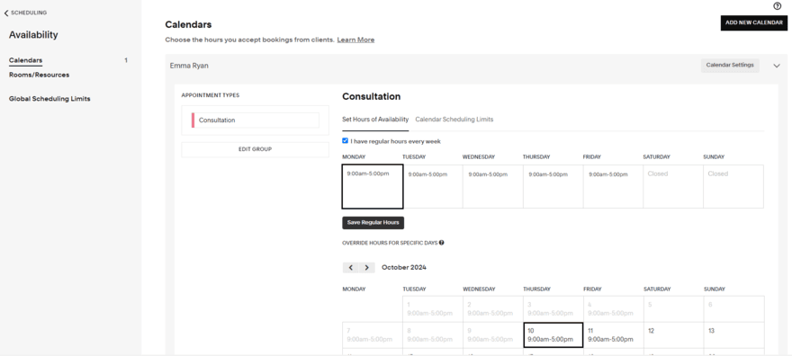 Squarespace Acuity scheduling Squarespace Acuity Scheduling calendar view for taking appointments