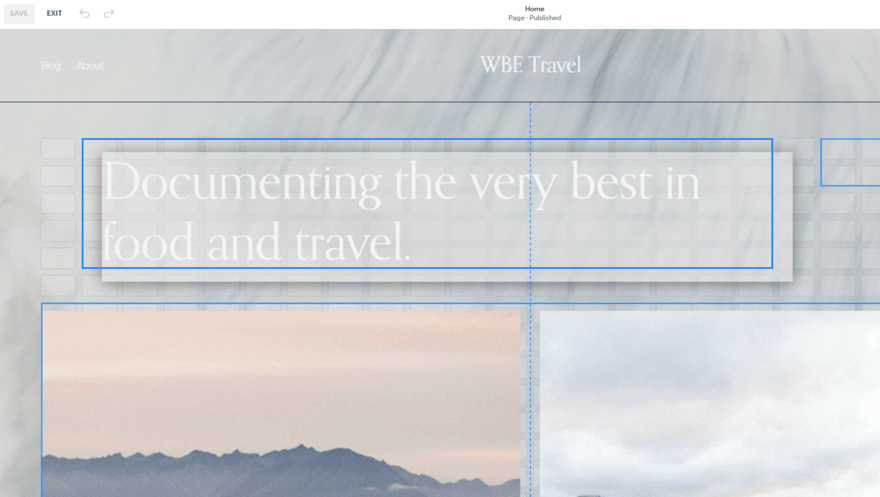 Squarespace editor (1) Squarespace's editor showing the grid line structure when moving a text block