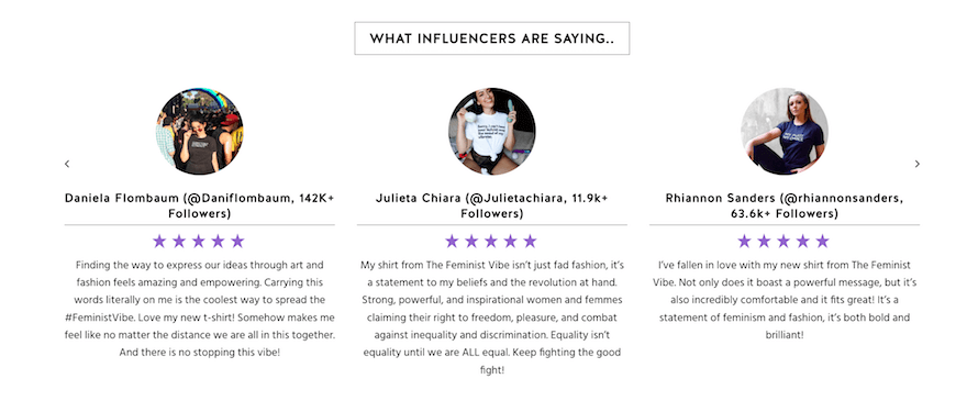 The Feminist Vibe social proof screenshot The Feminist Vibe social proof screenshot