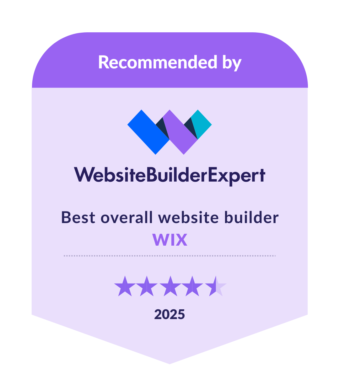 Wix light Badge showing Wix as best overall web builder in our 2025 research