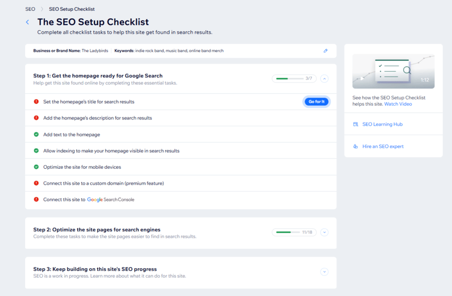 Wix SEO Wix's SEO setup checklist