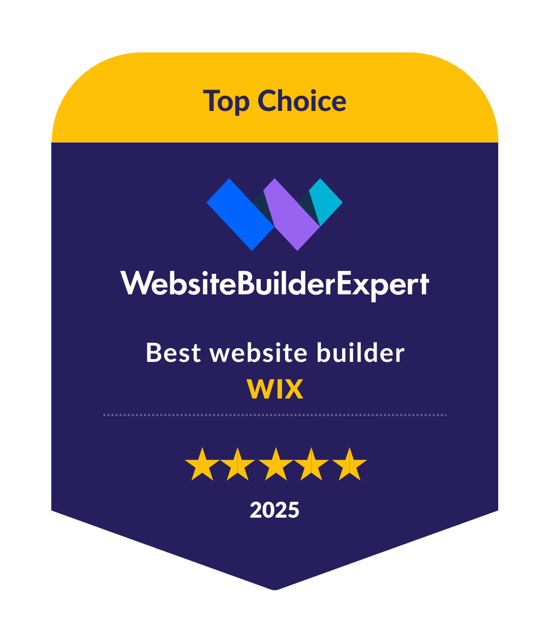 Wix Badge awarding Wix as the best web builder in our 2025 research